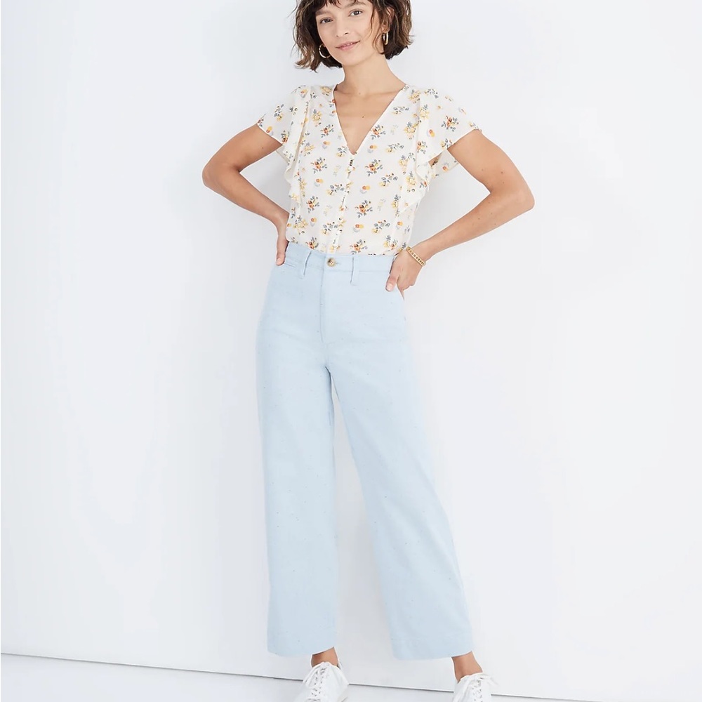 Madewell Slim Emmett Wide Leg Crop Pants in Speckle